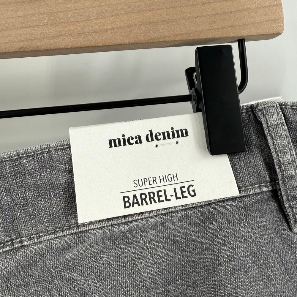 Mica Barrel Jeans Women’s Size 32 NWT Denim Super High Wide Leg Ankle Jeans Gray - Picture 8 of 16